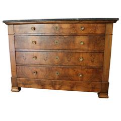 Walnut Louis Philippe Commode with Marble Top