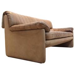 De Sede DS-85 Mid-Century Two-Seat Sofa in Soft Thick Brown Neck Leather