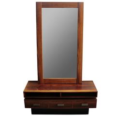 Vintage Swedish Mid-Century Modern Low Hallway Console and Mirror