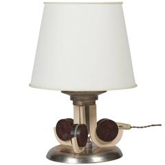 Galuchat, Nickel and Macassar Table Lamp by Augousti, 1980s