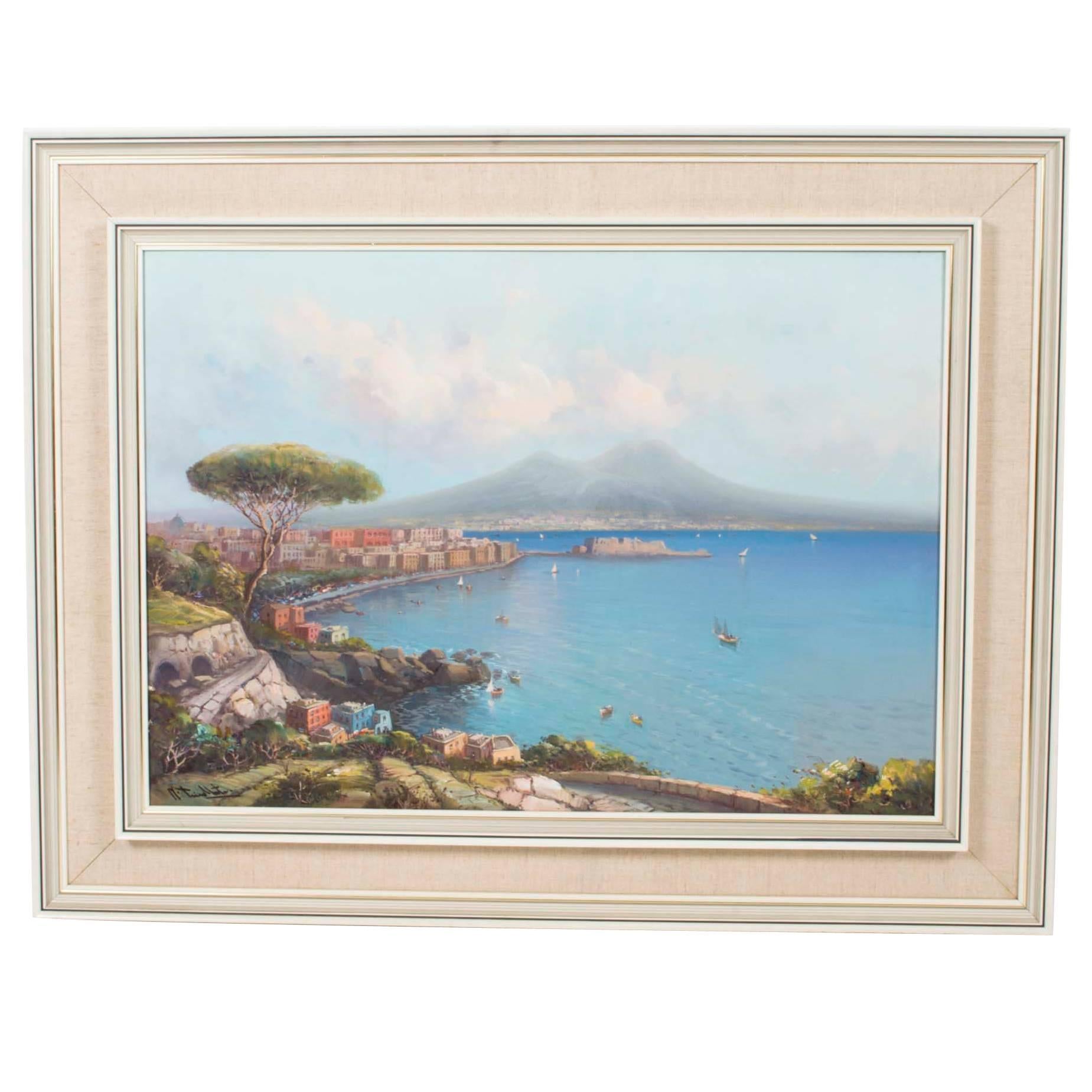 Vintage Oil Painting of the Bay of Naples