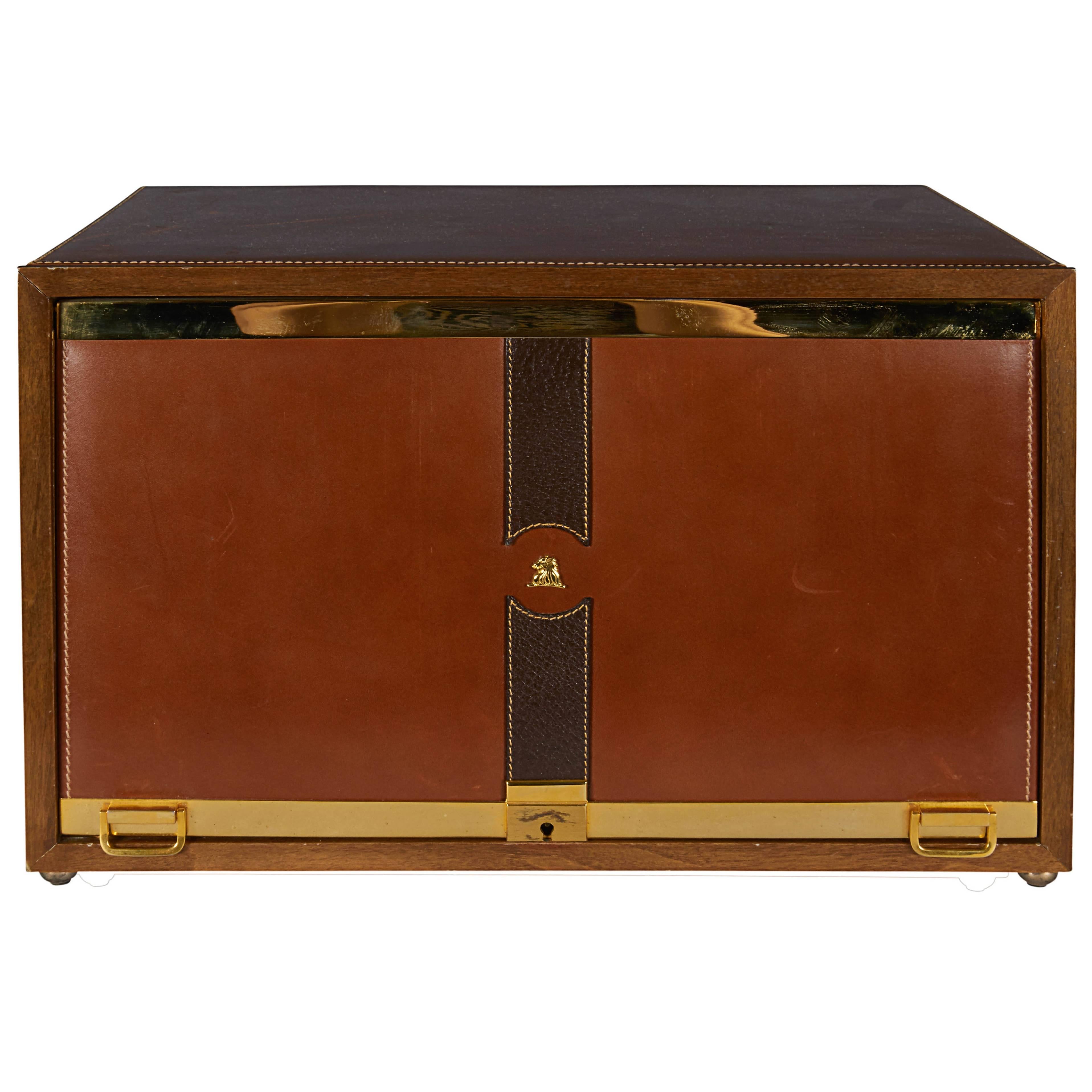 Mark Cross Men's Jewelry Box in Leather and Brass