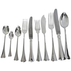 Art Deco Silver Flatware Set for 18 People Comprehensive and Complete