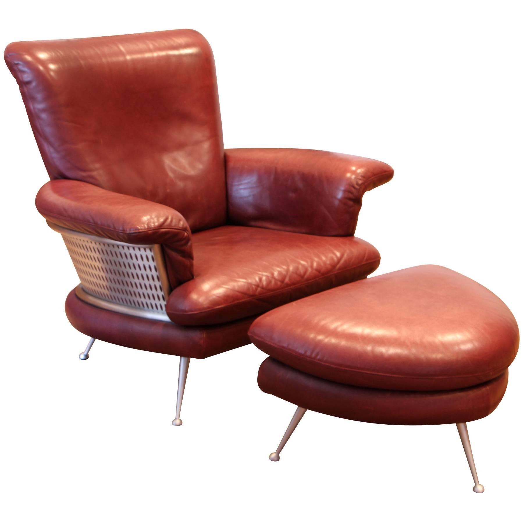 Leather Jetson Chair and Ottoman by Rolf Benz for Cy Mann