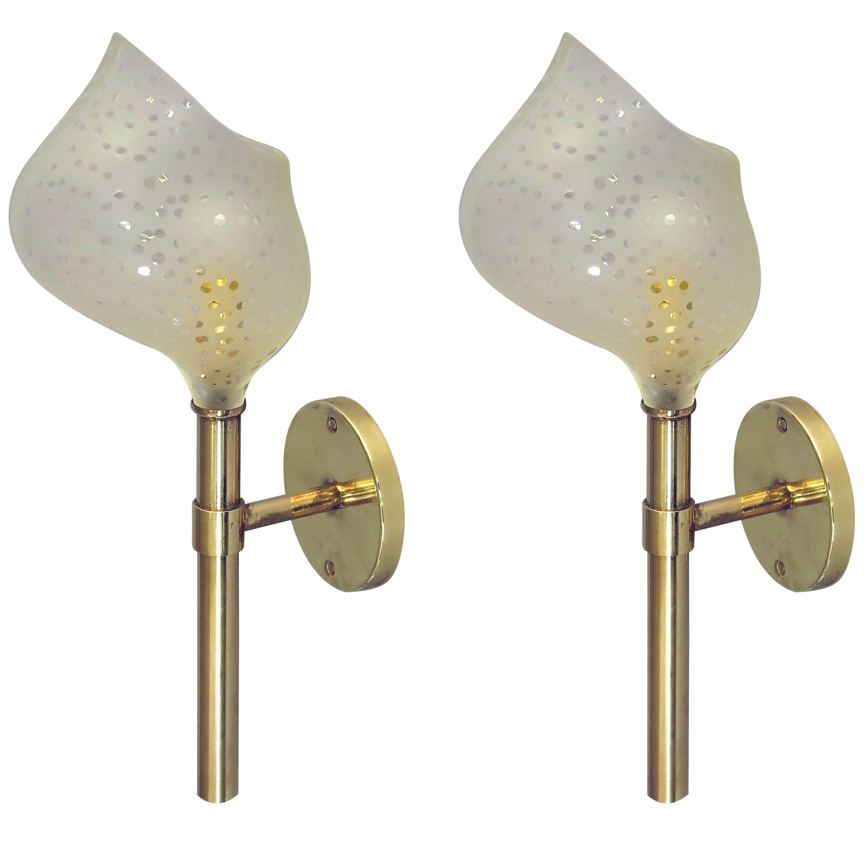 Pair of Stunning Torch Sconces, France, 1950s For Sale