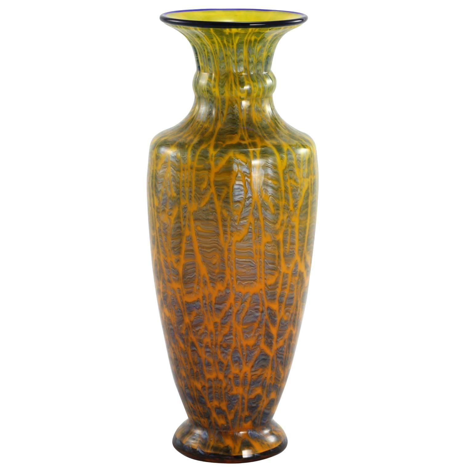 Early 20th Century Bohemian Art Deco Glass Vase by Loetz For Sale