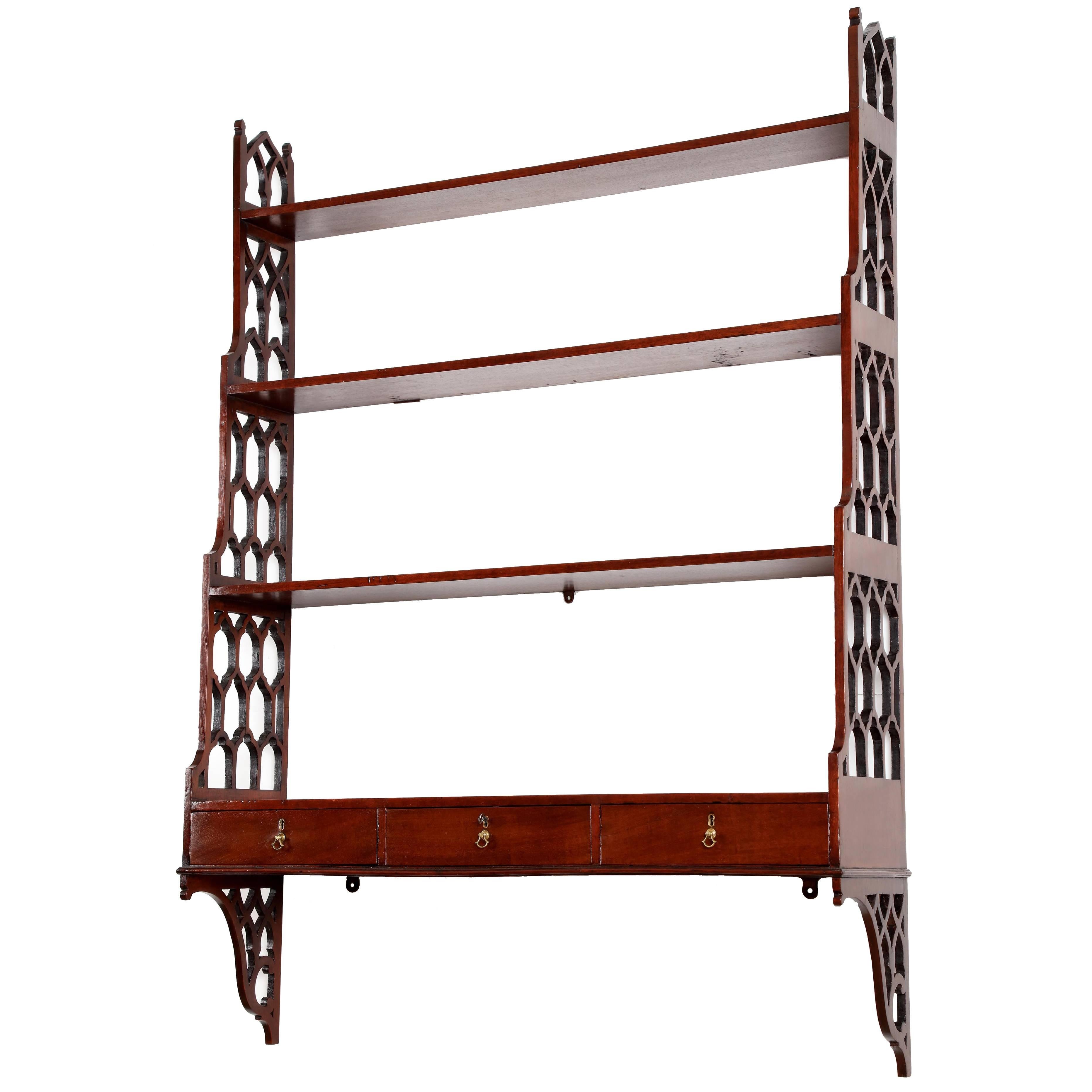 George III Chippendale Period Mahogany Wall Shelves For Sale