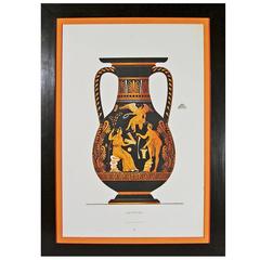 Albert Genick:: lithographie encadrée d'un vase grec ancien:: un Amphore