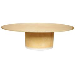 Great Oval Dining Room or Desk by Aldo Tura, Covered with Parchment