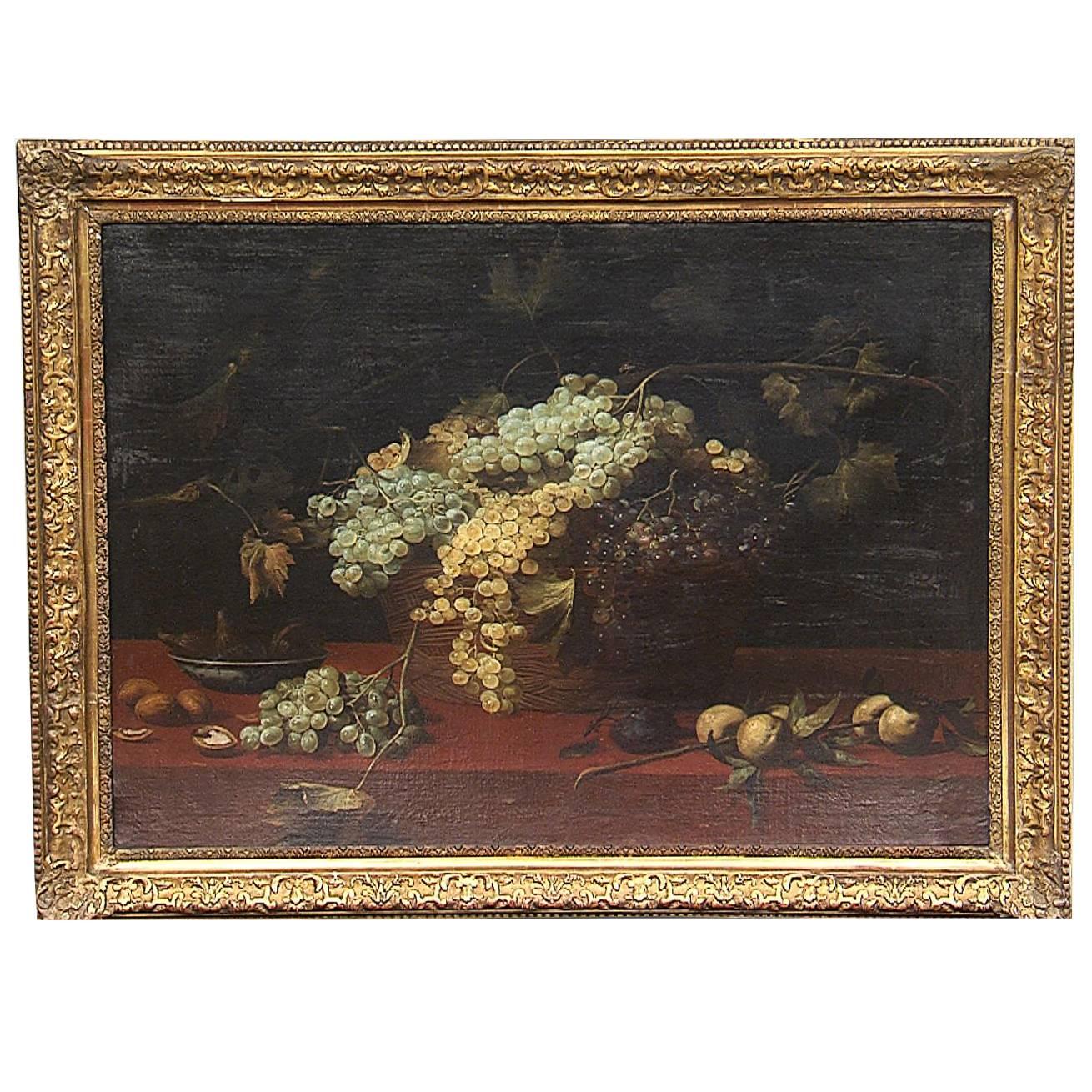 Still Life, Oil on Painting by Giovan Battista Ruoppolo, Naples, 17th Century For Sale
