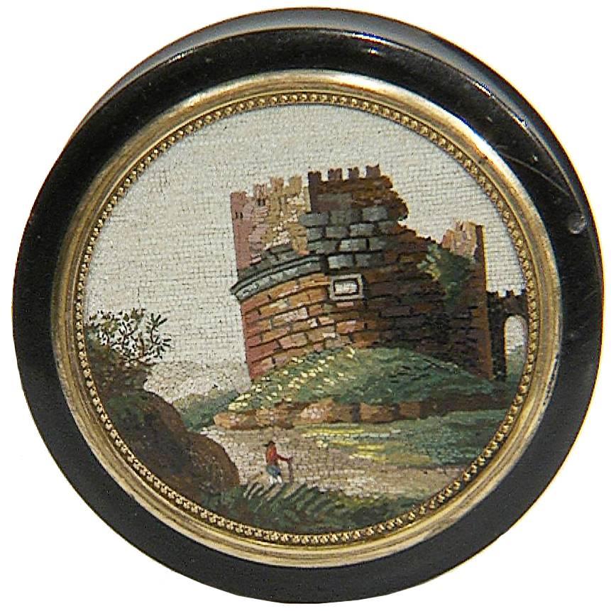 Tortoise Shell Box with Gold Ferrule and Micromosaic, 18th Century For Sale