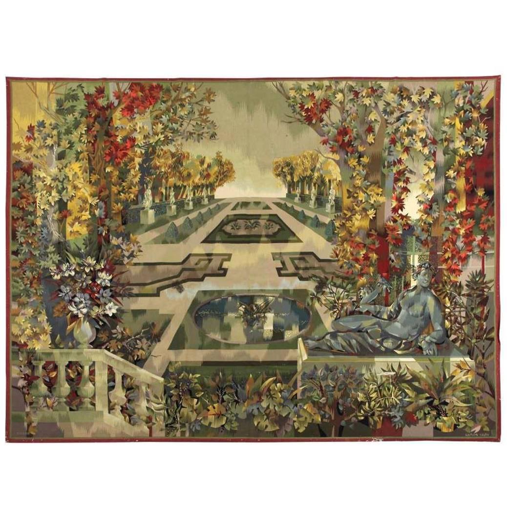 Aubusson & Leleu, "Jardin à la Française", monumental tapestry, France, 1957 For Sale