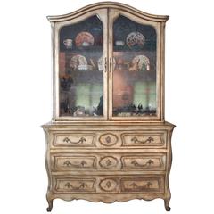 Vintage Silver Leaf Covered French Country Cabinet by Richard Wheelright