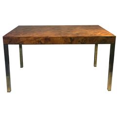 Fantastic Burl Wood Console Table or Writing Desk by Milo Baughman