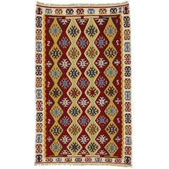 Tapis Kilim turc vintage en soie avec style tribal moderne