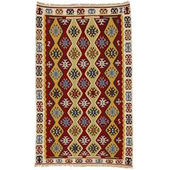 Vintage Turkish Silk Kilim with Tribal Design and Modern Style 8
