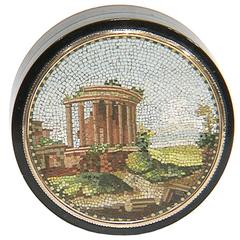 Antique Tortoise Shell and Gold Box with Micromosaic, Temple of Vesta, 18th Century