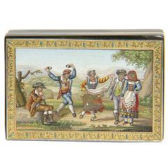 "Tarantella, " Tortoise Shell and Gold Snuff Box, with Micromosaic, 18th Century