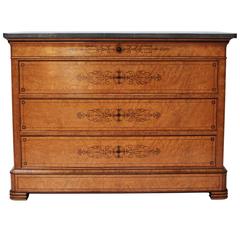 French Chest of Drawers in Bird
s-Eye Maple with Amaranth Inlays
