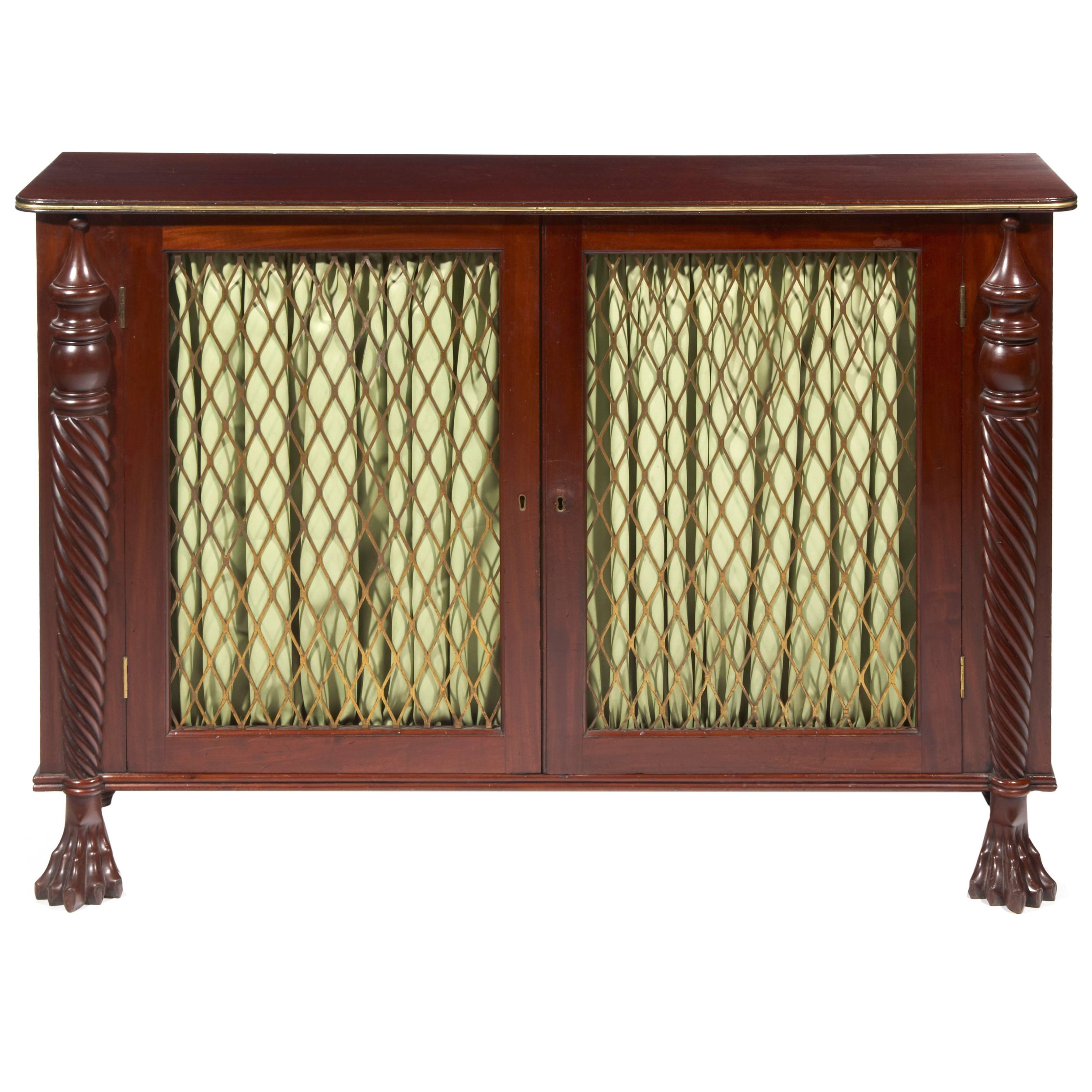 William IV Mahogany Brass Grill Cabinet For Sale