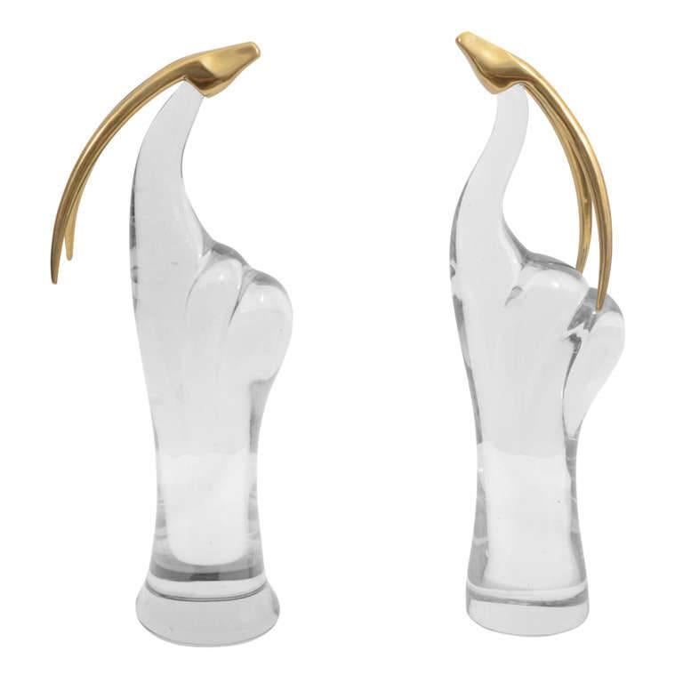 Pair of Gorgeous Modern Murano Glass Gazelle Sculptures For Sale