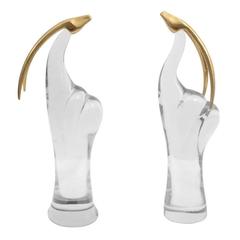 Vintage Pair of Gorgeous Modern Murano Glass Gazelle Sculptures