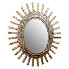 Striking Sunburst Wall Mirror in the Manner of Osvaldo Borsani