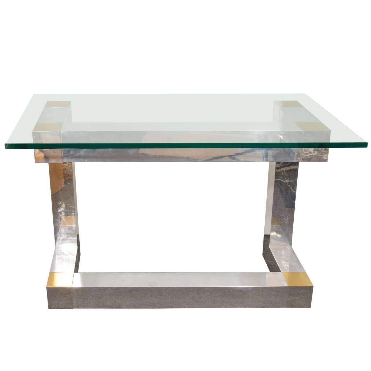 Terrific "Cityscape" Console Table in the Manner of Paul Evans For Sale