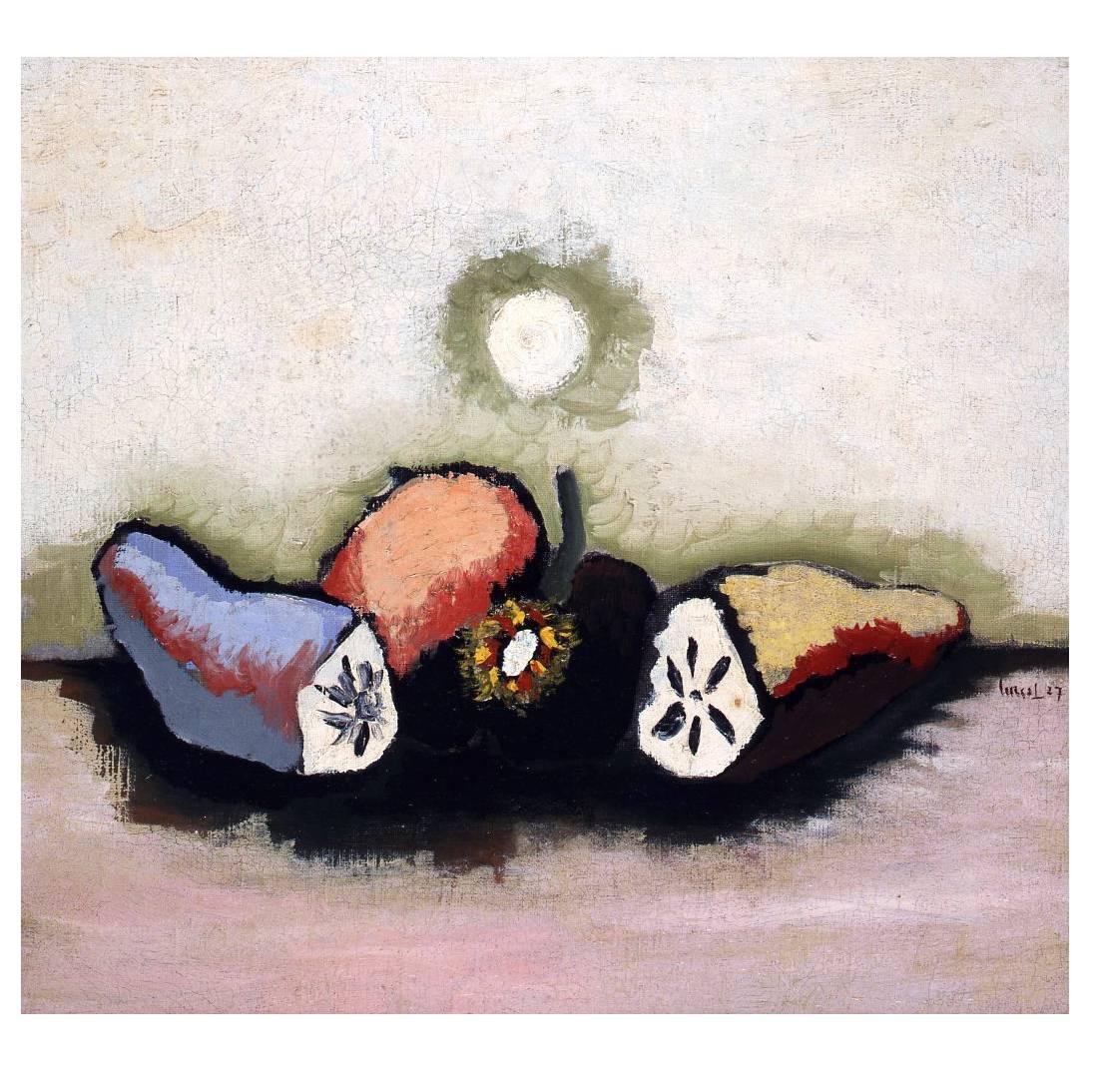 Jean Lurçat Painting, Trois Fruits Coupés, 1927 For Sale