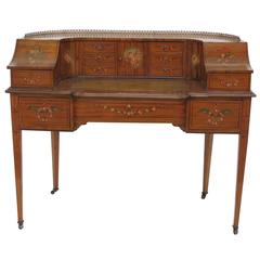 Antique Carlton House Edwardian Style Adams Style Paint Decorated Desk