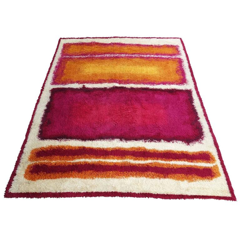 Mid-Century Mark Rothko Inspired Shag Rya Rug at 1stDibs