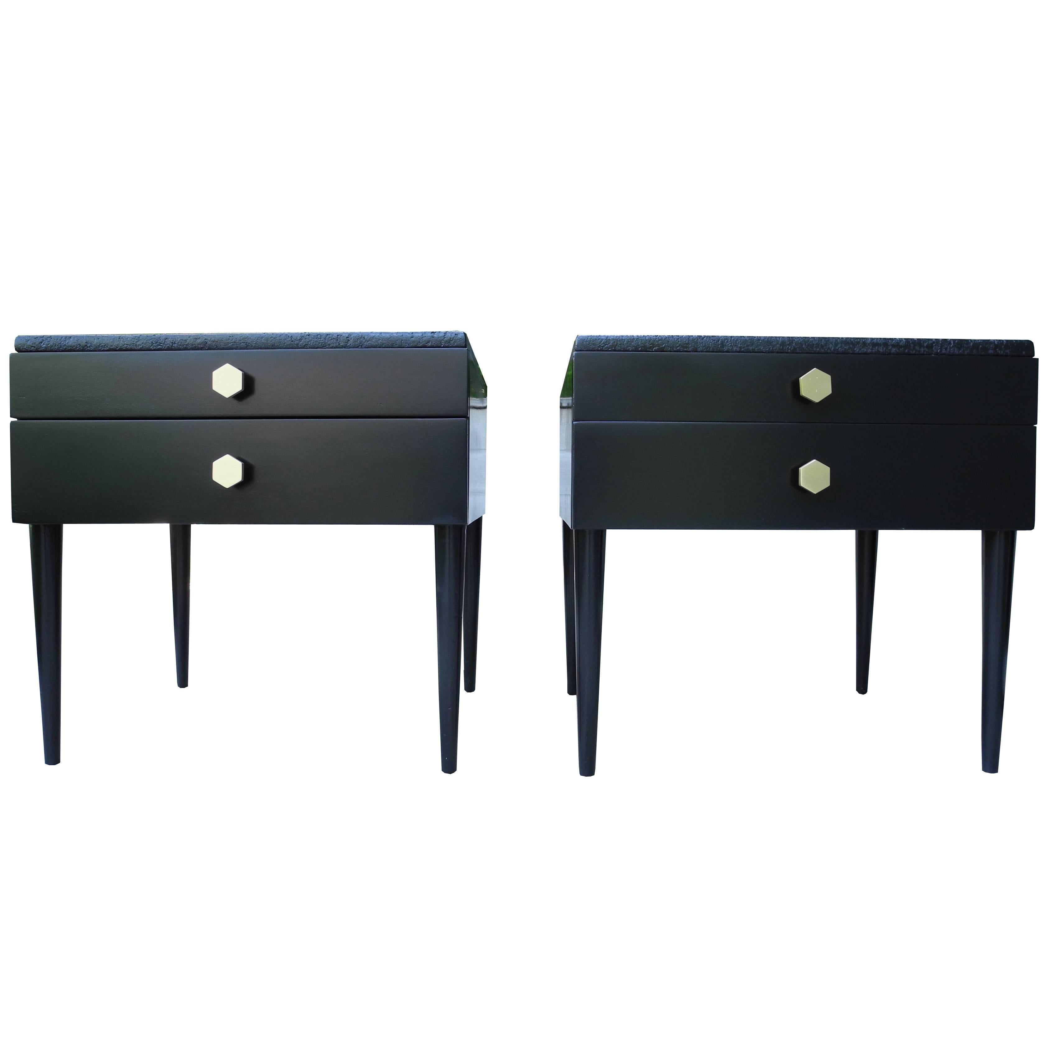1950s Mid-Century Modern Cork Top Side Tables or Nightstands by Paul Frankl For Sale