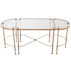 Early 20th Century Jansen Style Brass and Glass Cocktail Table