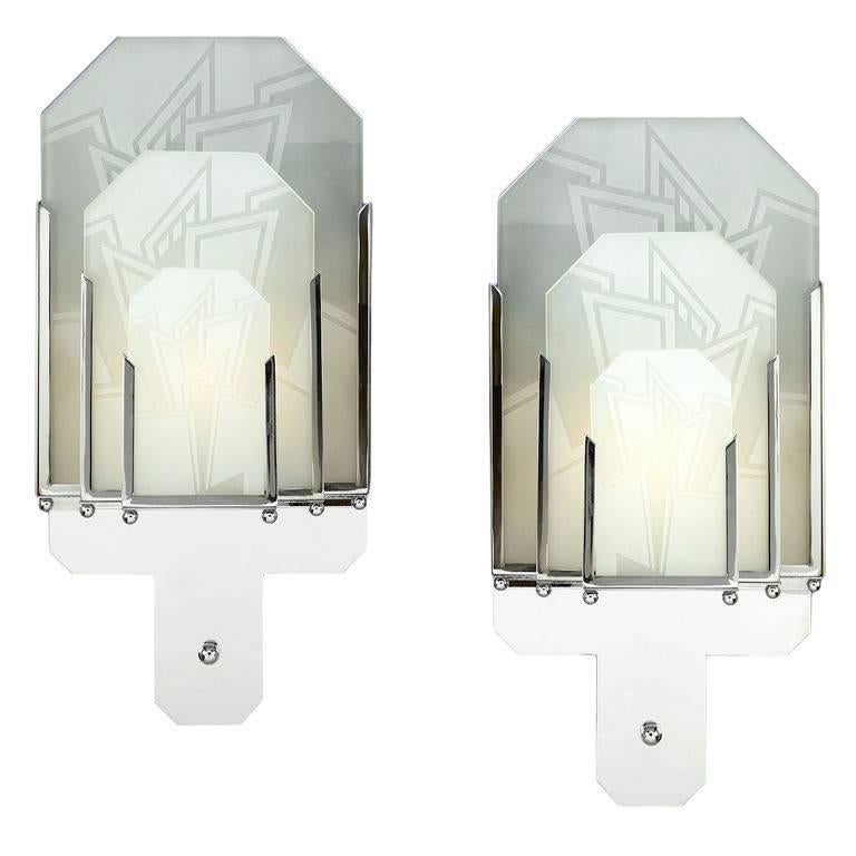 Frosted Glass Art Deco Sconces