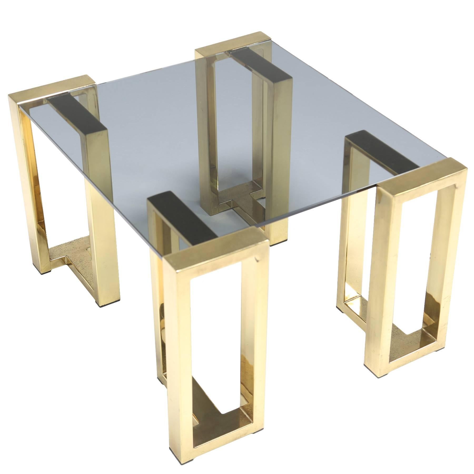 Mid-century Brass Coffee Table or End Table For Sale