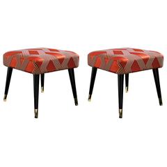 Pair of Italian Dom Edizioni Lacquered and Brass Pauline Banquette Bench Seat