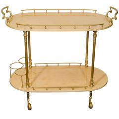 Gorgeous Italian Lacquered Goatskin Bar Cart by Aldo Tura
