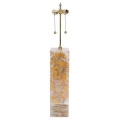 Stunning Romeo Paris Table Lamp in Solid Lucite with Gold Inclusions