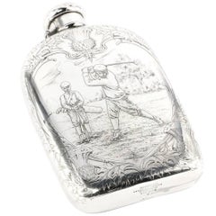 Art Nouveau Tiffany Sterling Silver Large Lap over Edge Golf Flask, circa 1909