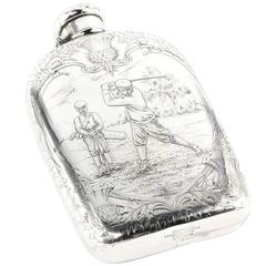 Art Nouveau Tiffany Sterling Silver Large Lap over Edge Golf Flask, circa 1909 1