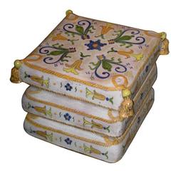 Italian Hand-Painted Terracotta Garden Seat 1
