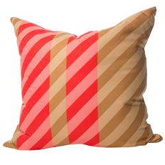 Vintage Jacqmar Striped Red and Pink Pop Art Scarf Cushion with Irish Linen