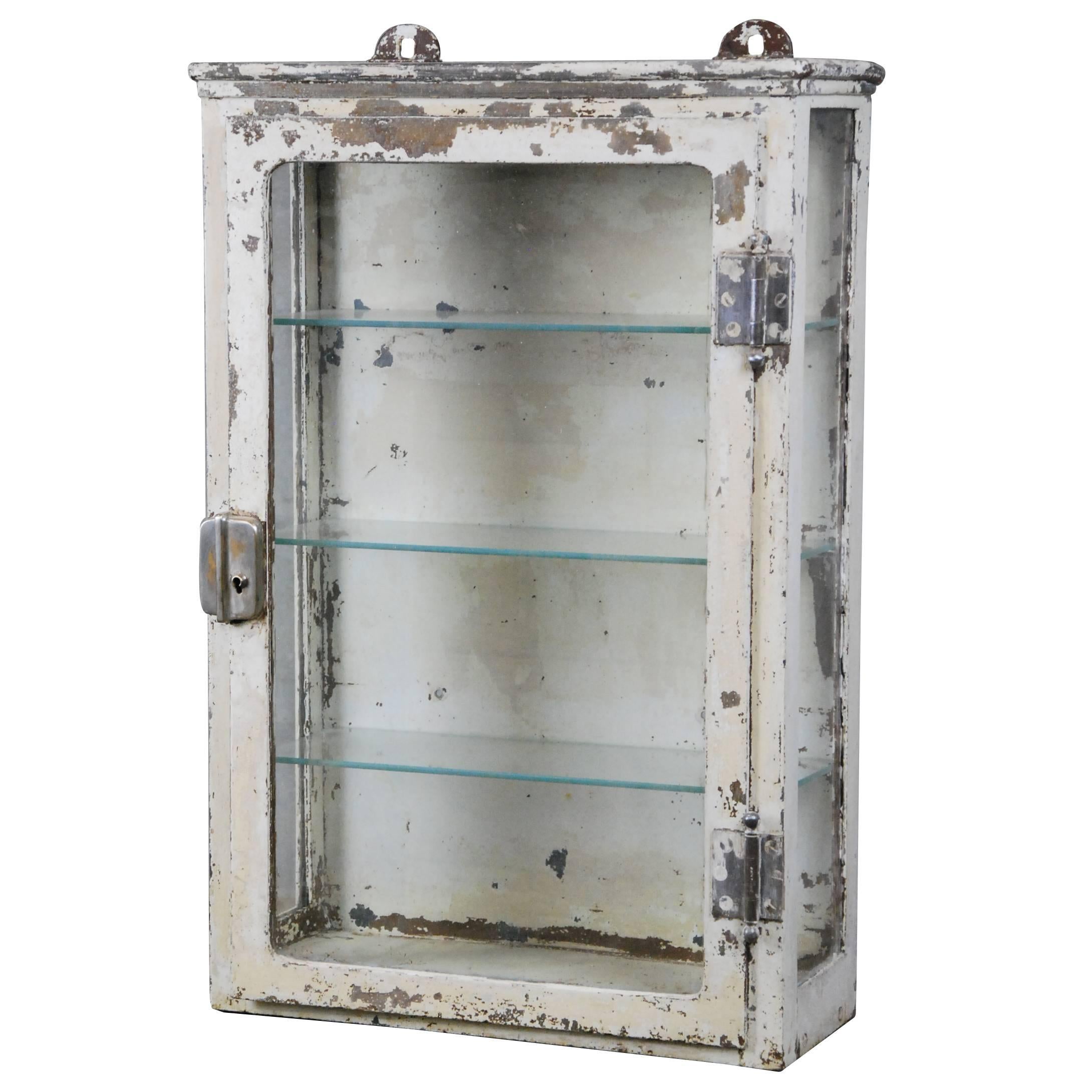 1920 Cast Iron Wall-Mounted Medical Cabinet