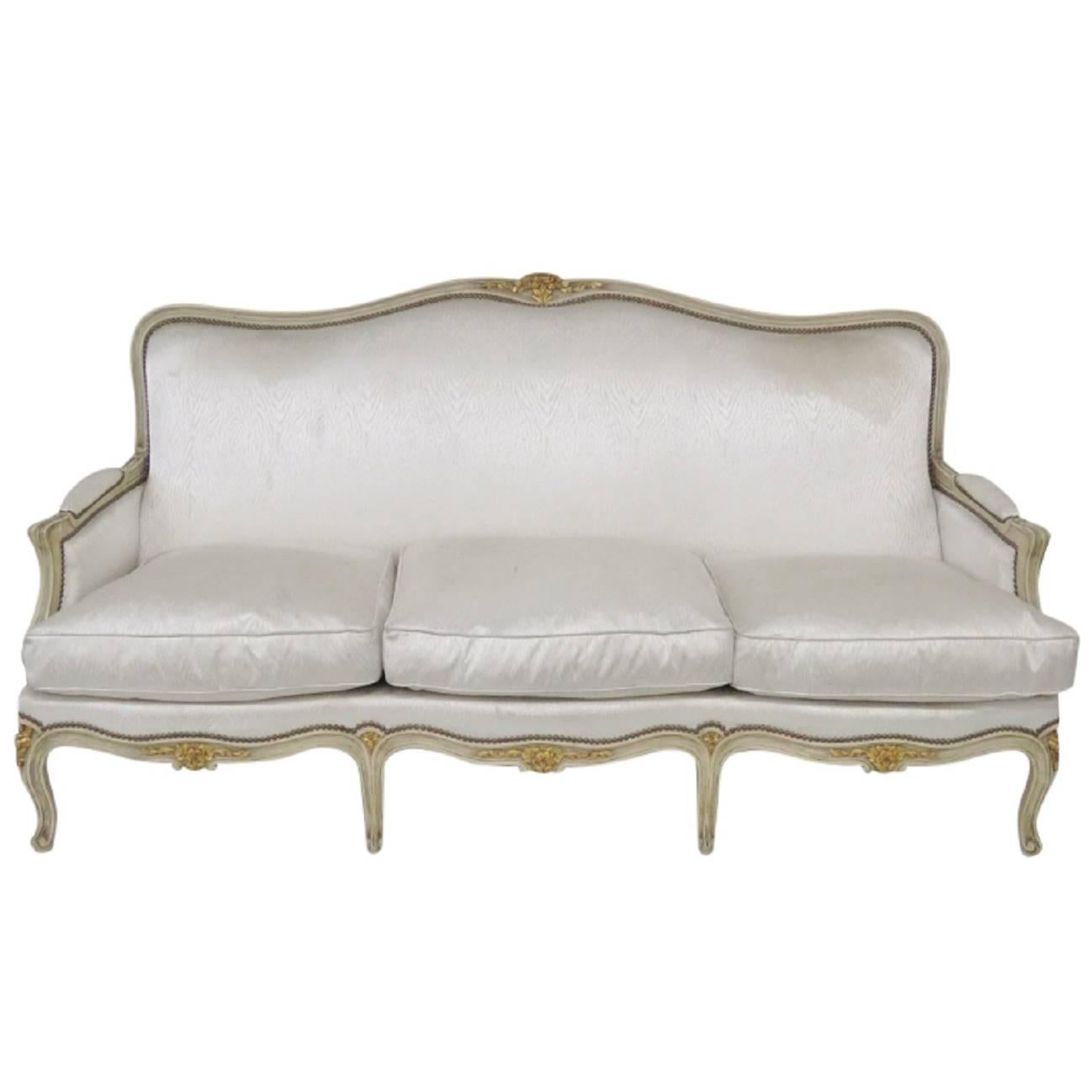 Jansen Louis XV Style Cream Painted Sofa