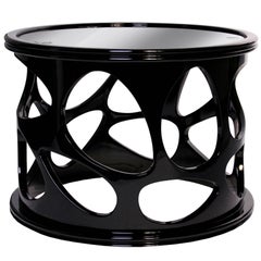Archi Side Table in Black Lacquered Mahogany