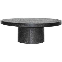 Vintage Round Black Brutalist Coffee Table in the style of Ado Chale
