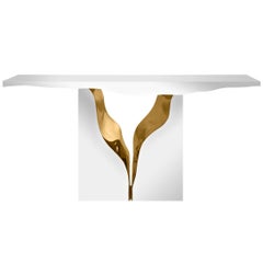 Paradise Console Table in Mahogany and Polished Brass