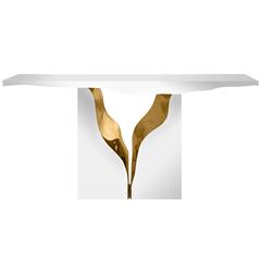 Paradise Console Table in Mahogany and Polished Brass 9