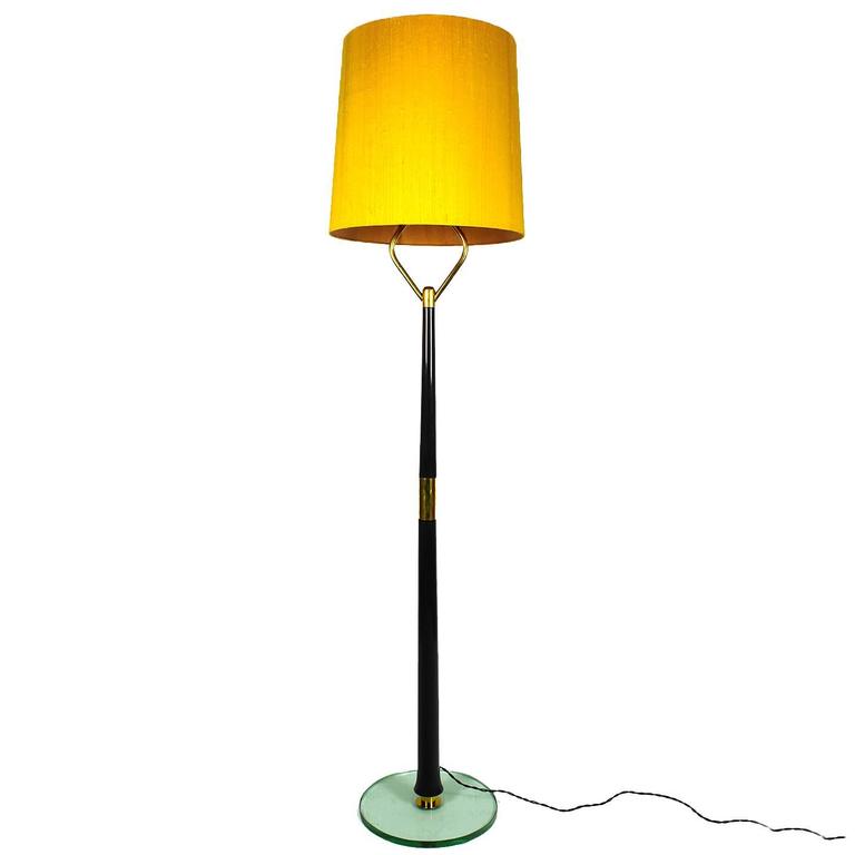 1940 S Standing Lamp Gany Polished Brass Thick Glass Golden 1940 S Standing Lamp Gany Polished Brass Thick Glass Golden Silk