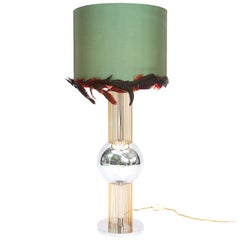 Hollywood regency Romeo Rega Mid-Century Chrome and brass table Lamp